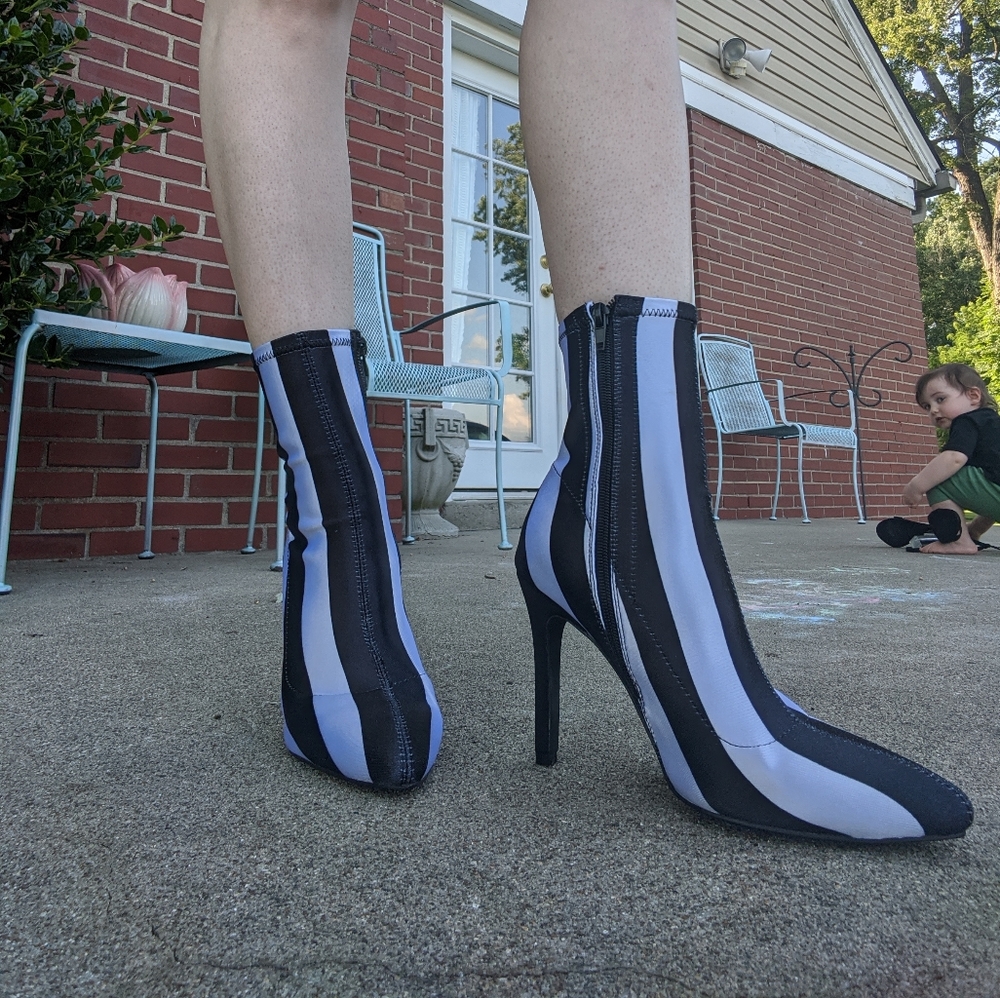 Black and white boots